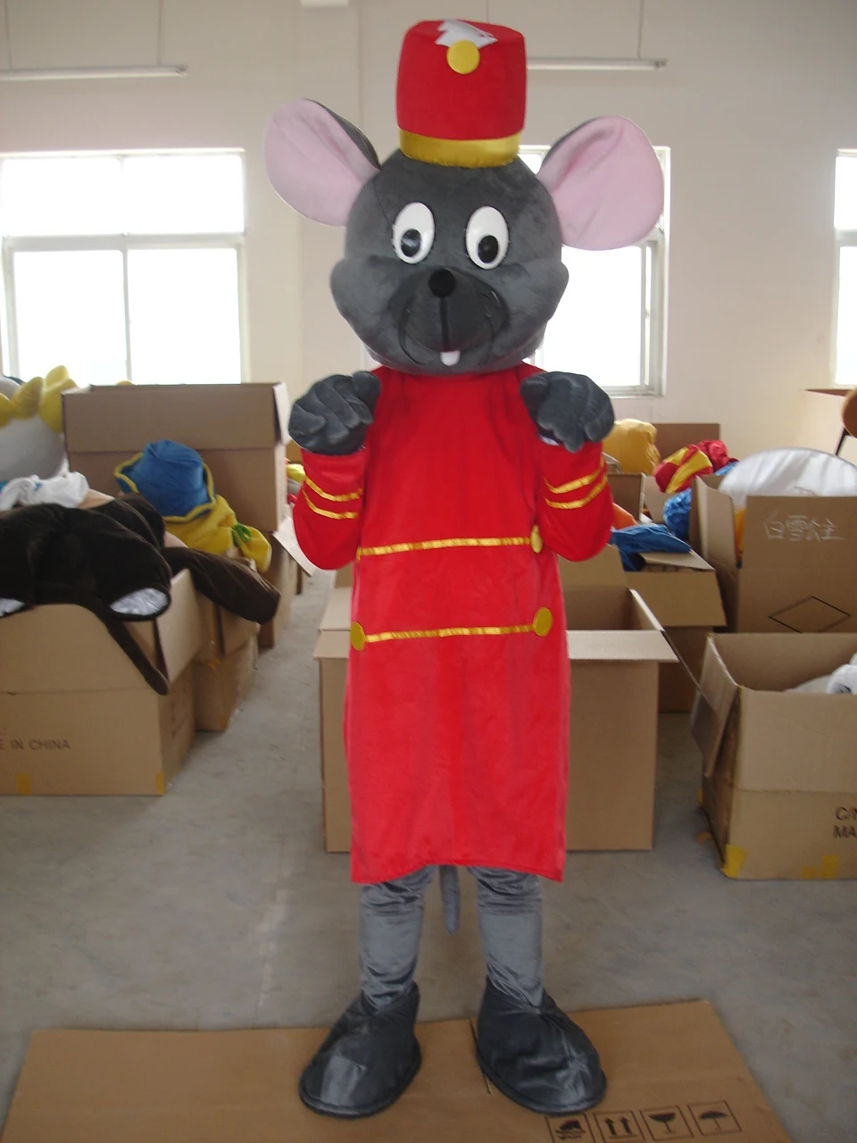 

grey and red mouse mascot costume for adults