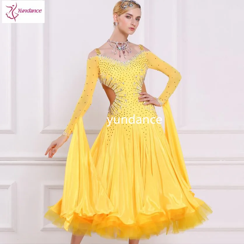 Бальное платье для танцев рождественское высококачественное бальное платье из ткани желтого B-1695