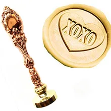 Винтаж XOXO сердце любовь пользовательские изображение логотипа Роскошные Воск уплотнительное штамп латунь павлин металлической ручкой подарочный набор