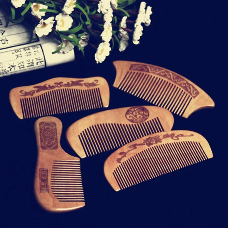 

1 pc Natural Peach Wood Comb Close Teeth Anti-static Head Massage Hair Care Wooden Tools Beauty Accessories