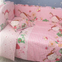 Промо-акция! 7 шт., детская кроватка, комплект из хлопка, детские постельные принадлежности, набор, Раскрашивание и стирка(бампер+ пододеяльник+ матрас+ подушка