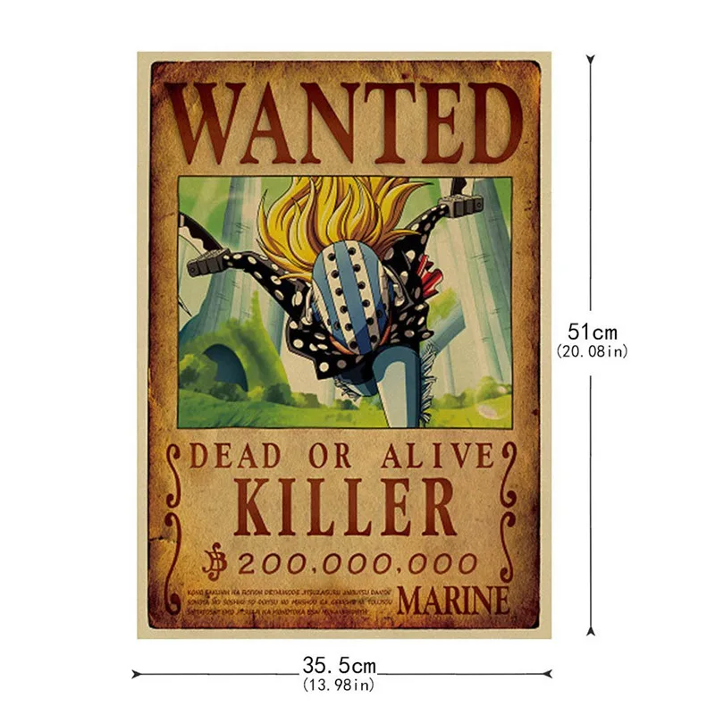 Цельная бумага с покрытием плакаты Luffy Wanted мультфильм фильм крафт-бумага хотел плакат стикер для украшения стен
