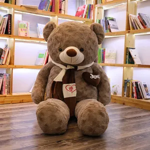 80CM/ 100CM T-shirt Love Teddy Bear Doll Large Plush Toy Big Bear Appease Stuffed Doll Female Birthday Gift Valentine's Day Gift - Цвет: Кофе