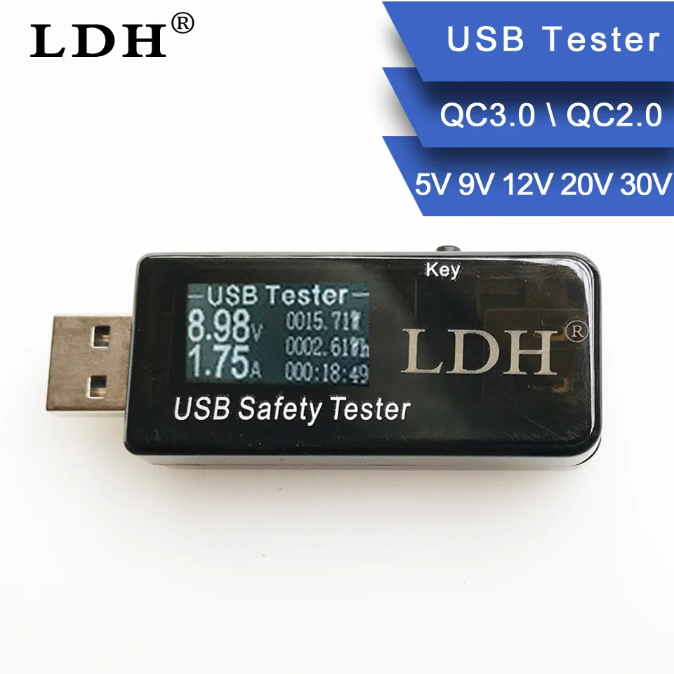 

3V-30V Digital Dispay USB Tester Current Voltage Charger Capacity Doctor qc2.0 QC3.0 quick charge power bank meter voltmeter
