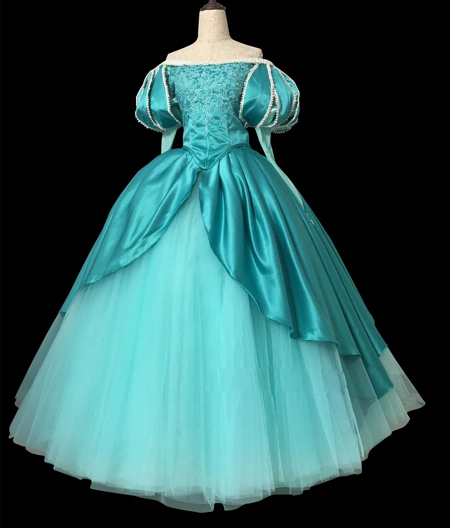 

Princess Ariel mermaid Cosplay Costume Dress tailor made women princess green gown dress deluxe mermaid dress