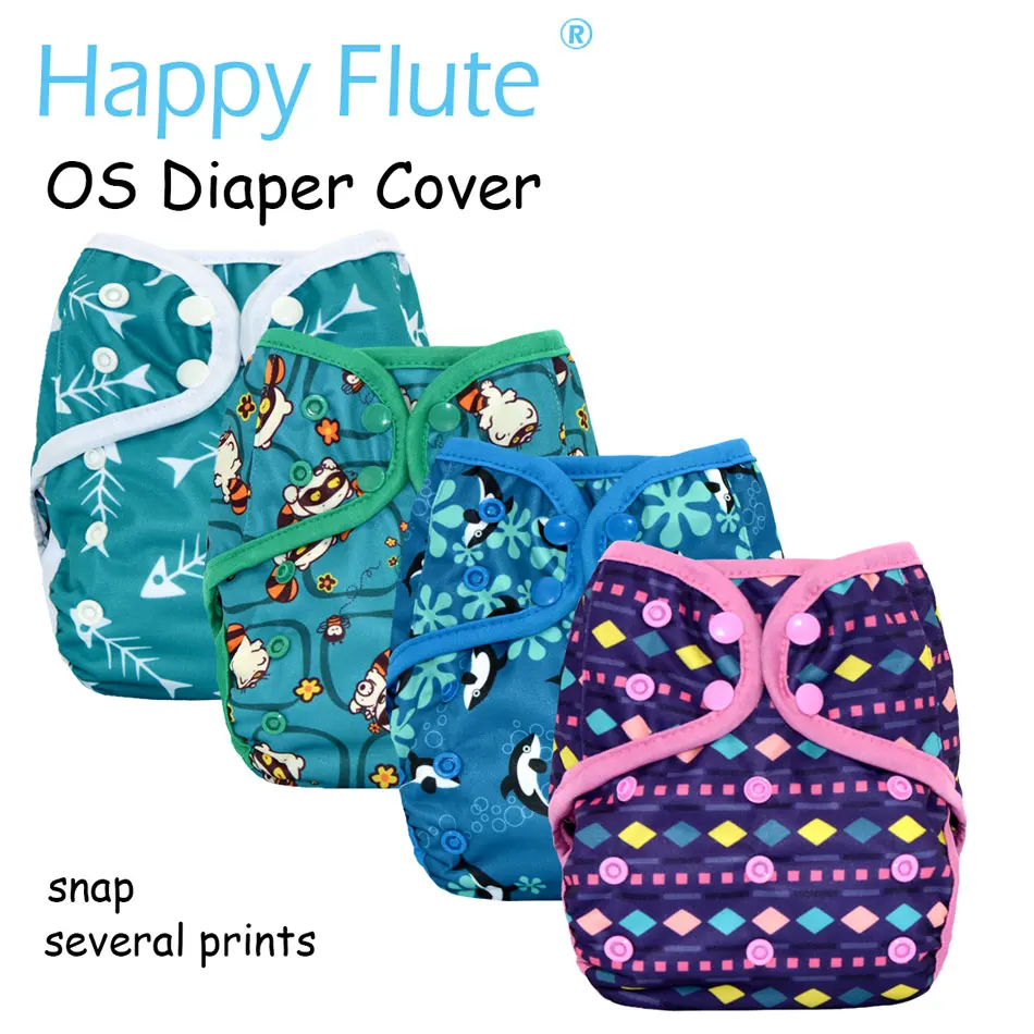 New Prints Happy Flute NEW OS baby cloth diaper cover ,waterproof breathable S M& L adjustable,fit 5-15kg baby