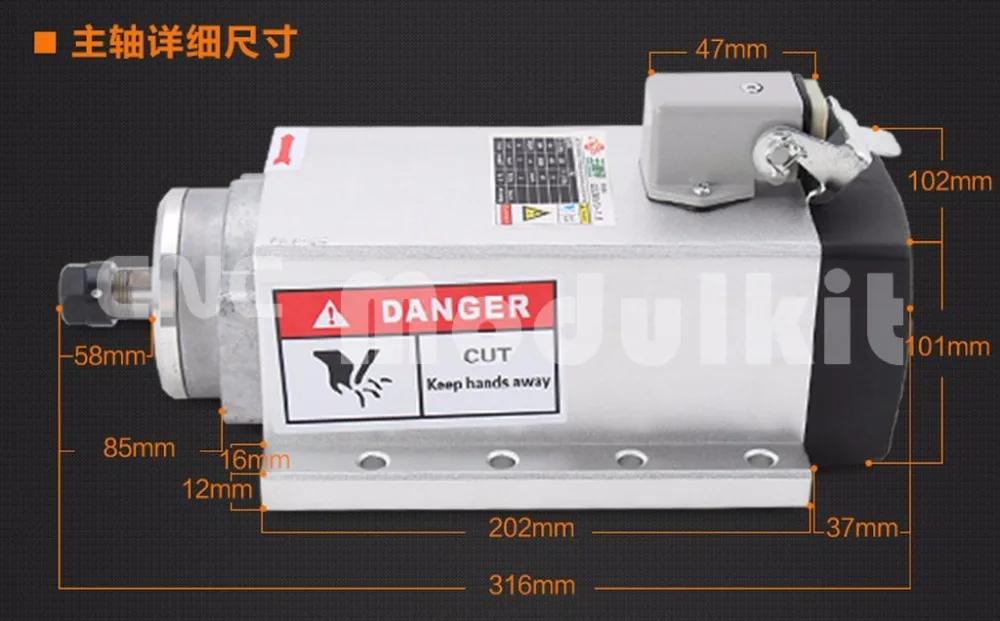 CNC гравировальный фрезерный шлифовальный Керамический шарикоподшипник электрические квадратные крылья воздушный шпиндель мотор 3.5KW охлаждение 220V ER20 CNC модульный комплект