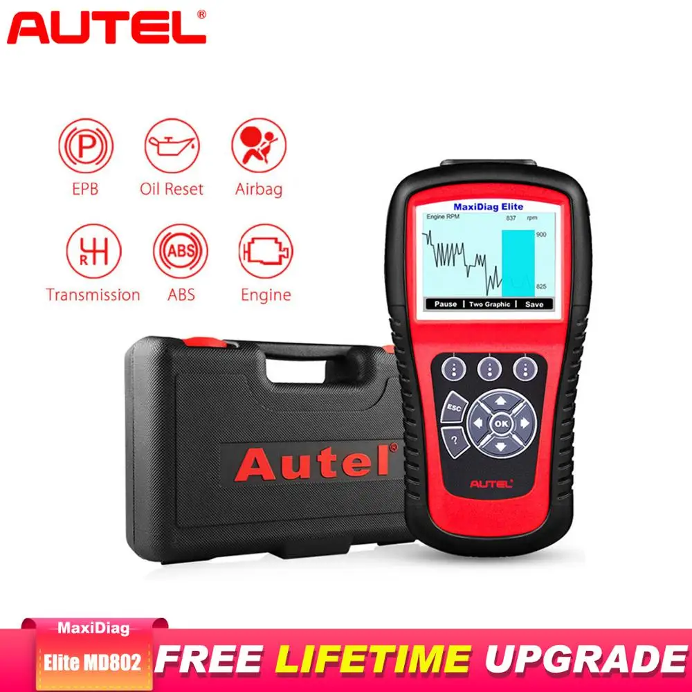 Autel MaxiDiag Elite MD802 автомобильный диагностический инструмент OBD2 сканер Код читатель