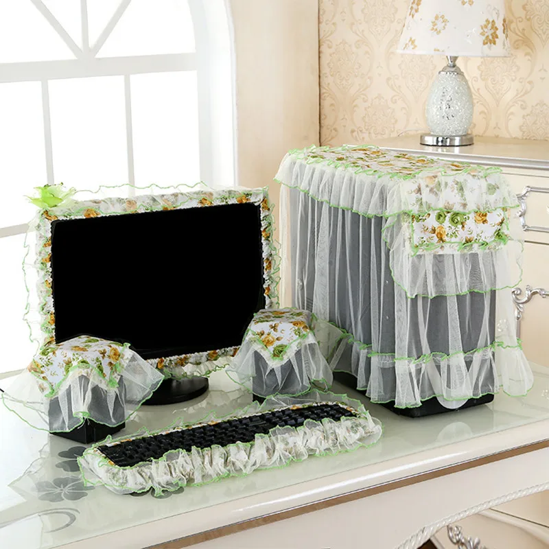 2018 New Lace Icd Desktop Computer Cover Sets Monitor Dust Proof Desk