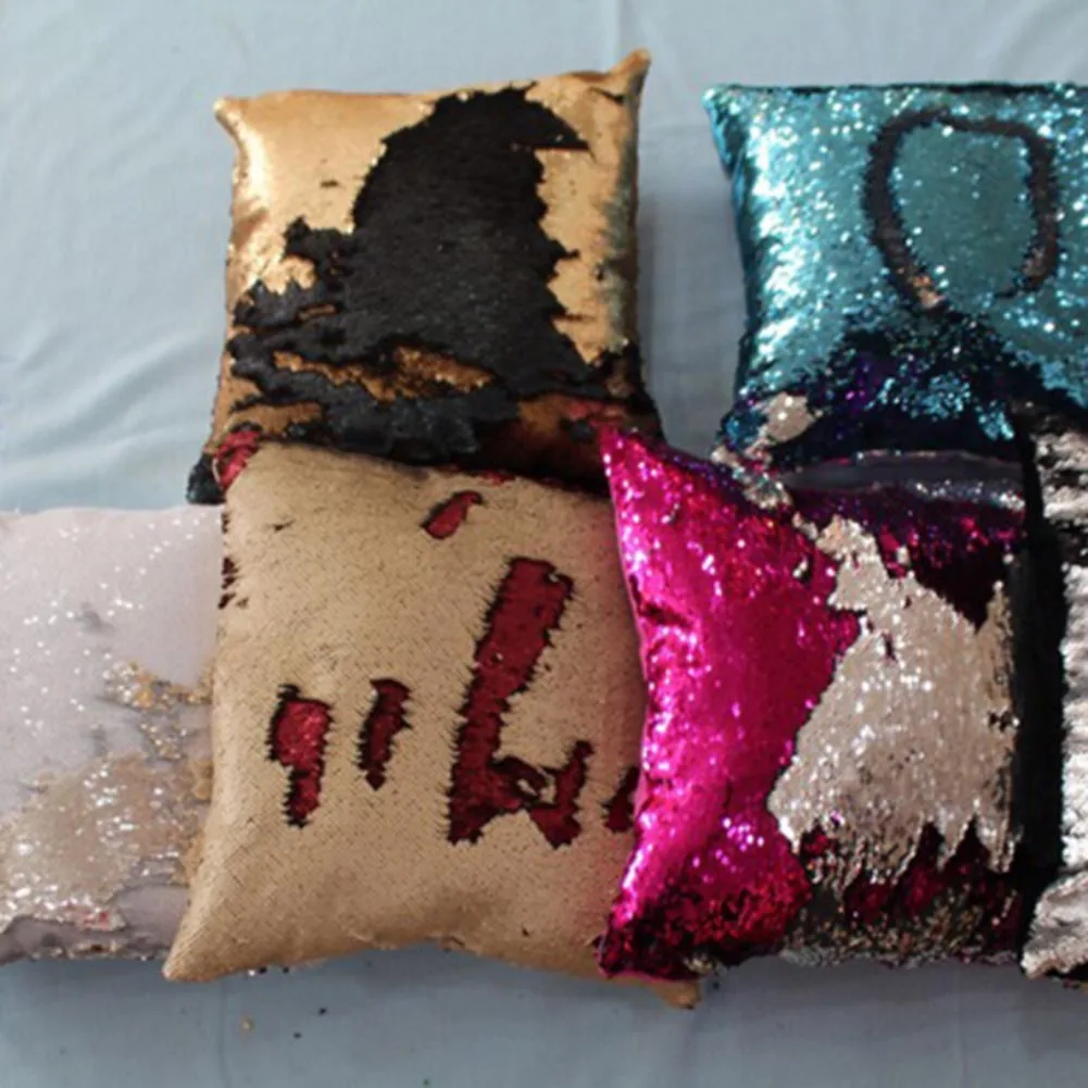 

Created Hot Diy Two Tone Glitter Sequins Throw Pillows Cafe Home Decorative Cushion Case Sofa Car 40*40cm