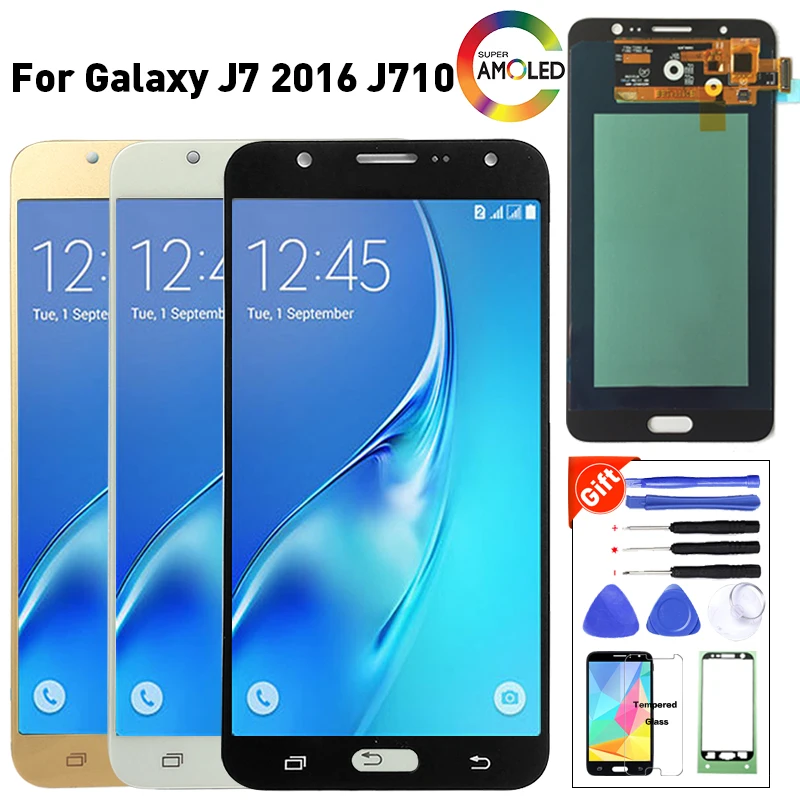 

Samsung Galaxy J7 2016 LCD J710 SM-J710F J710M J710H J710FN LCD Display With Touch Screen Digitizer Assembly +Tools Super Amoled