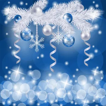 

Blue Night Spot Pearl Bokeh Snowflake Backgrounds for sale Vinyl cloth High quality Computer printed party backdrops