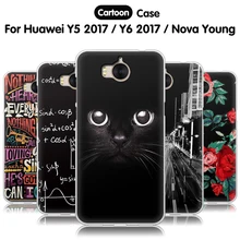 Eiimoo casos de telefone para huawei y5 y6 pro 2017 capa clara borda silicone macio dos desenhos animados volta capa para huawei y7 prime 2017