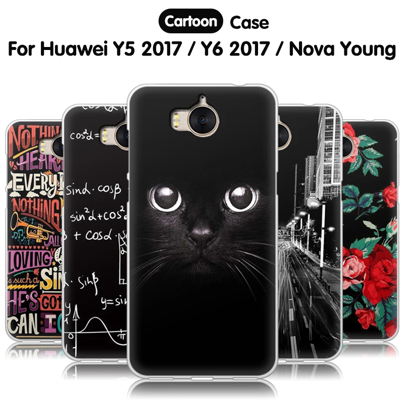 

EiiMoo Phone Cases For Huawei Y6 2017 Case Cover Silicon Soft Cartoon Back Bags For Funda Huawei Y5 2017 / Nova Young Capa Coque