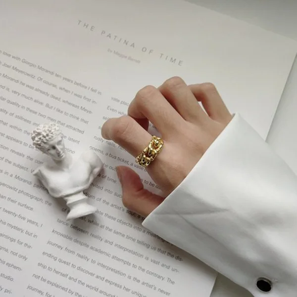 Милое модное женское желтое Золотое простое кольцо на палец, открытое регулируемое кольцо, свадебные ювелирные изделия, обручальные кольца для женщин