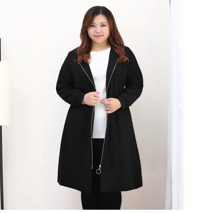 TUHAO весеннее женское черное пальто с капюшоном пальто размера плюс 10XL 9XL 8XL Женская ветровка пальто Свободный Длинный Тренч пальто MS