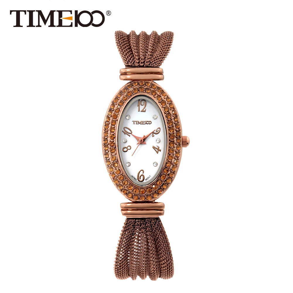 Time 100 Egypt Retro Women Bracelet Watches Quartz Diamond Oval Dial