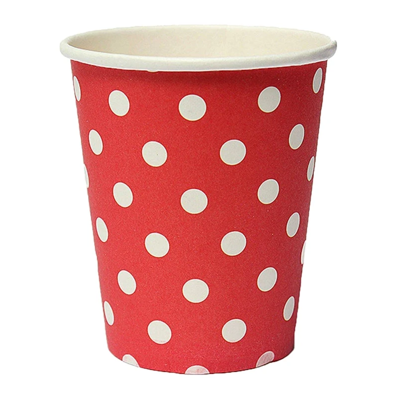 

50pcs Polka Dot Paper Paper Cups Case Disposable Tableware Wedding Birthday Decorations Red