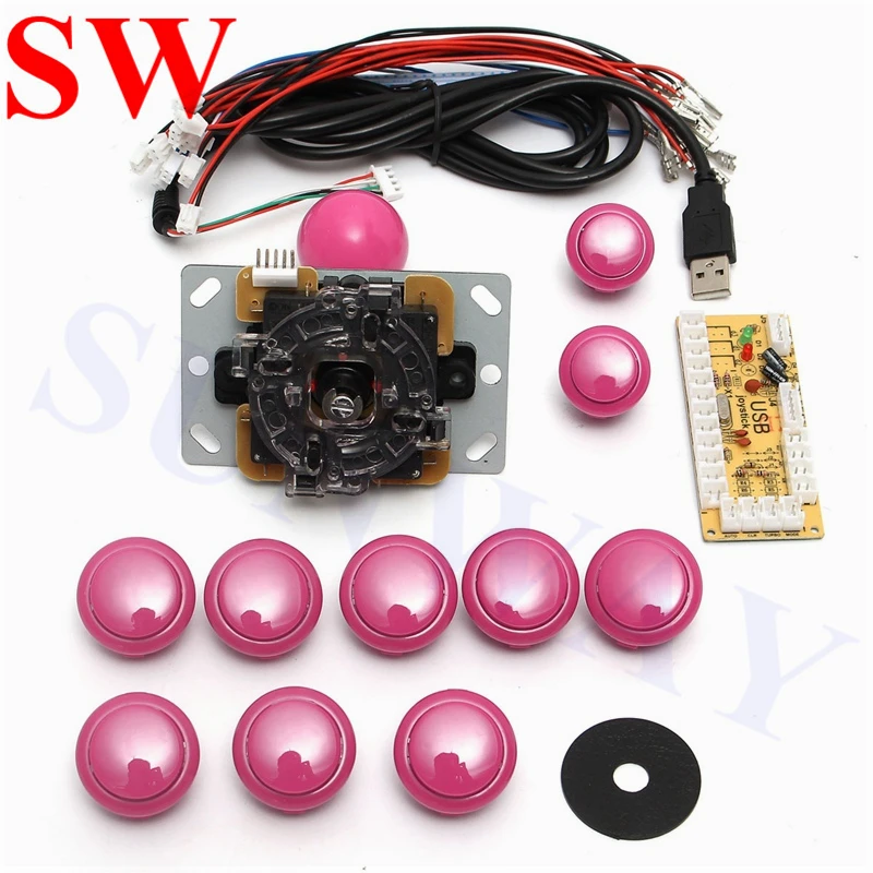 

DIY Handle Arcade Set Kits 30mm/24mm Push Buttons Replacement Parts Zero Delay USB Cable Encoder Board To PC Joystick Button
