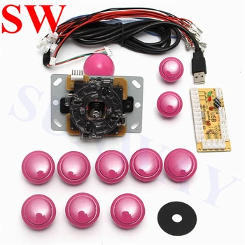 

DIY Handle Arcade Set Kits 30mm/24mm Push Buttons Replacement Parts Zero Delay USB Cable Encoder Board To PC Joystick Button
