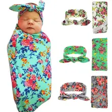 Для малышей, с цветочным узором Bebe пеленать обертывание липа пеленание одеяло постельные принадлежности повязка на голову для ребенка Фотография реквизит
