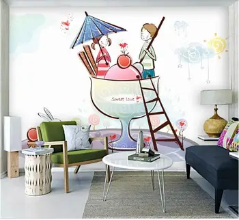 

3d photo wallpaper custom living room mural ice cream love cup painting kids room picture 3d wall mural wallpaper for walls 3d