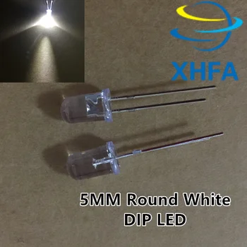 

500pcs 5mm Round white Super bright Light lamp LED ultra bright bulbs emitting diode F5mm Free shipping F5 LED WHITE