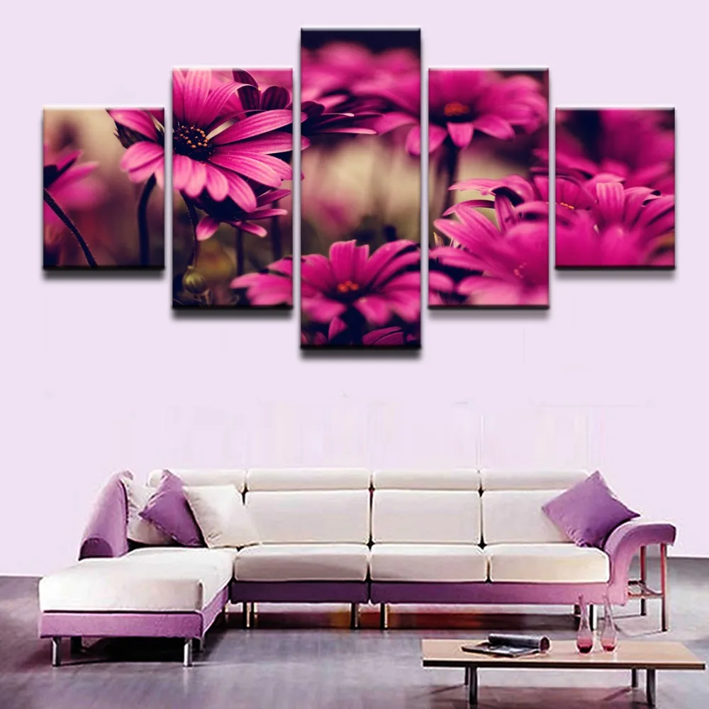 Canvas Paintings Home Decorative Living Room Wall Art 5 Pieces Purple