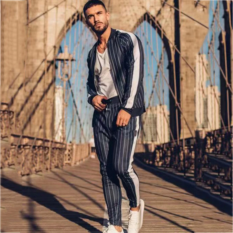 Striped zipper Jacket Coat Men Jackets Men (19)A