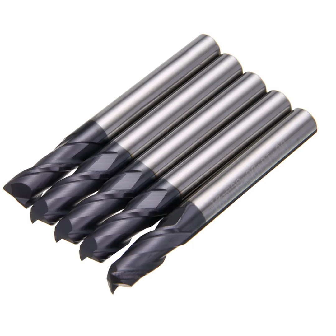 5pcs 2 Flute Slot End Mill 6mm Diameter Solid Carbide Tungsten Coating CNC Milling Cutter Set