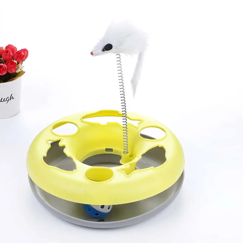 

Pet Cat Toys Interactive Turntable Toy Fun Single-layer Entertainment Board Mouse Toy Popular Training Toys For Pet Cats