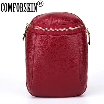

COMFORSKIN 2019 Lolita Style Barrel-shaped 100% Genuine Leather Women Messenger Bags Female Mobile Phone Bag Lady Coin Purses