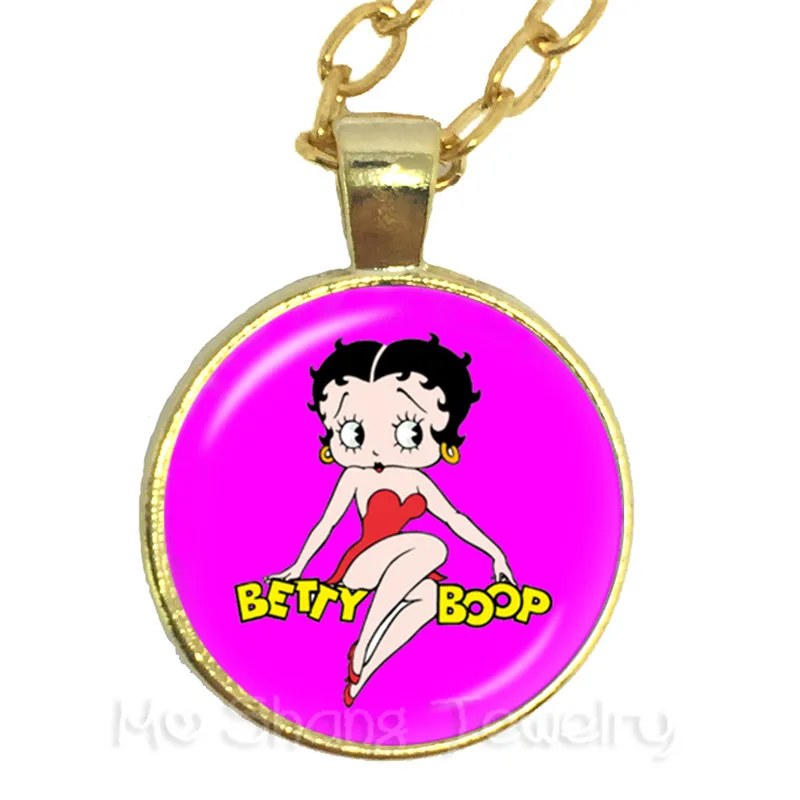 1 шт. 25 мм круглый стеклянный кабошон ручной работы Betty Boop Ожерелье для друзей стеклянный кулон ювелирные изделия для женщин девочек лучший подарок