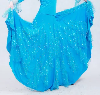 

New Ballroom dance costumes sexy senior ice silk Highlight ballroom dance long skirt for women ballroom dance competition skirts