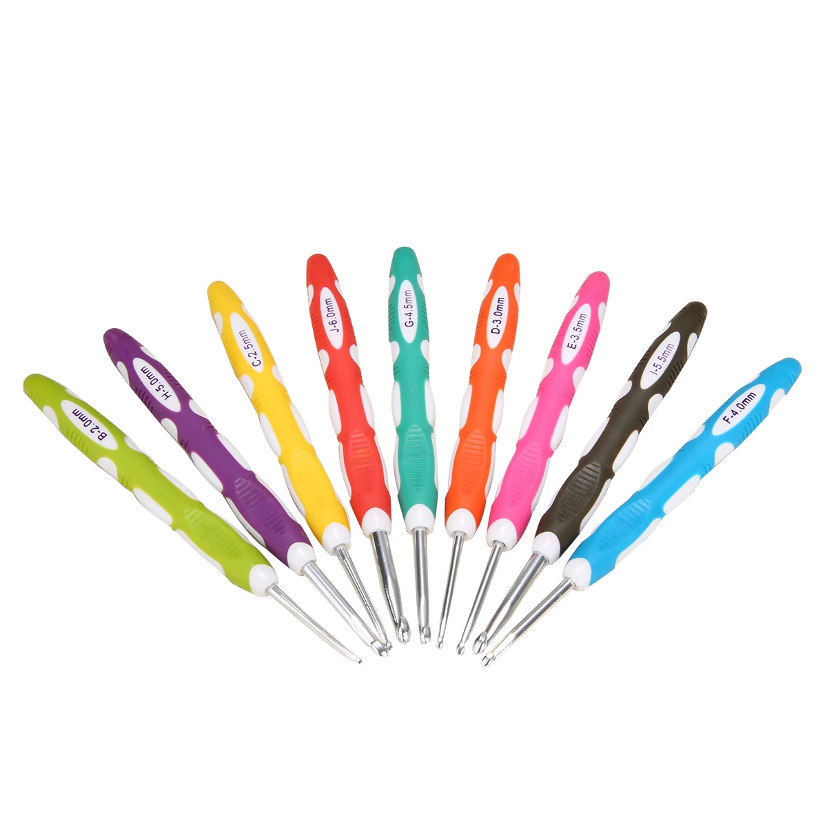 9pcs/set 2-6mm 165mm Multi Colour Plastic Aluminum Crochet Hooks Yarn Knitting Needles Set  for DIY Craft Tools Yarn Weave Craft