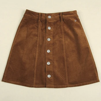 

2018 spring new women's corduroy skirt A-line skirt single-breasted skirts
