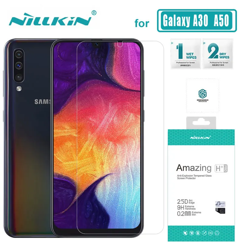 Для samsung Galaxy A30 A50 A20 A20e A40 A60 A70 A80 A90 закаленное Стекло Nillkin с уровнем твердости 9H+ Pro 2.5D Экран протектор для a30 a50 Стекло