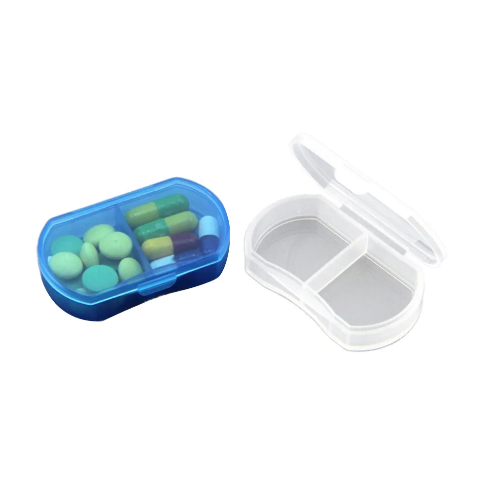 2 сетки портативный мини-кейс для таблеток пластиковый ящик для лекарств хранение таблеток органайзер для путешествий Складная Коробка для сортировки таблеток контейнеры - Цвет: two grids 1pc random