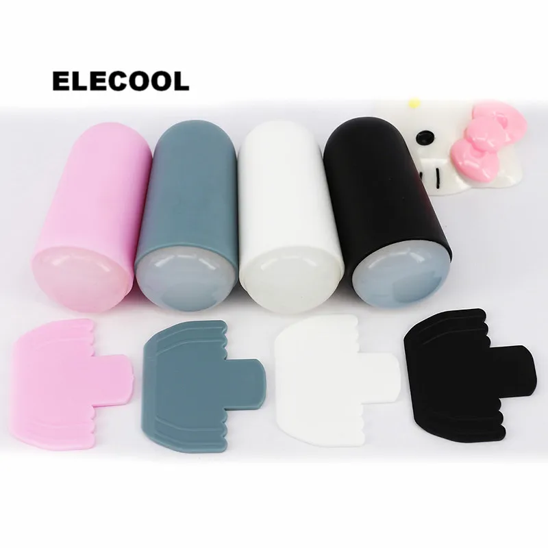 

ELECOOL 2pcs/Set Soft Silicone Nail Art Stamper Scraper Kits DIY Transfer Plate Manicure Print Tool Kit