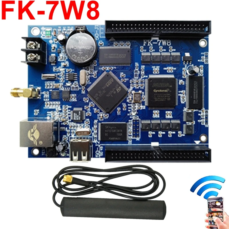 FK-7W8 Wi-Fi led карта управления сети/USB PC/pad/телефон приложение беспроводной полноцветный p10, p4, p5, p6, p8 дисплей светодиодный контроллер платы
