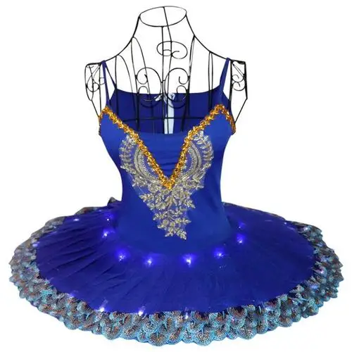 Профессиональный балетное представление костюмированная одежда женский Лебединое озеро, люминесцентное свечение, Одежда для танцев свет СИД производительность Танцы H501 - Цвет: Синий