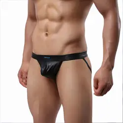 Kwan. Z стринги Мужчины Мужская сексуальное нижнее белье Jockstrap искусственная кожа бедра ягодицы низкой талией Гей Нижнее белье Стринги