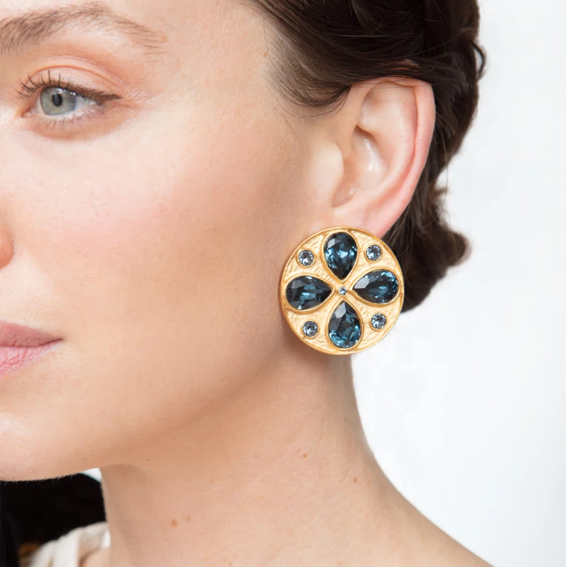 

FASHIONSNOOPS Vintage Pendant Stud Earrings For Women Bohemian Geometric Statement Earrings Christmas Gifts Gold Color Jewelry