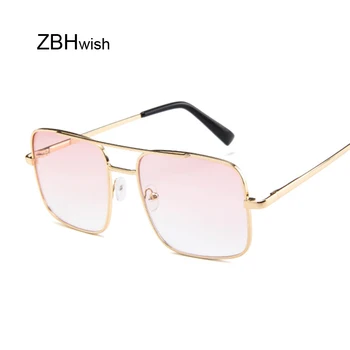 

New Fashion Luxury Flat Top Coating Ocean Sunglasses Women Brand Big Frame Siamese Lenses Square Men Sun Glasses UV400