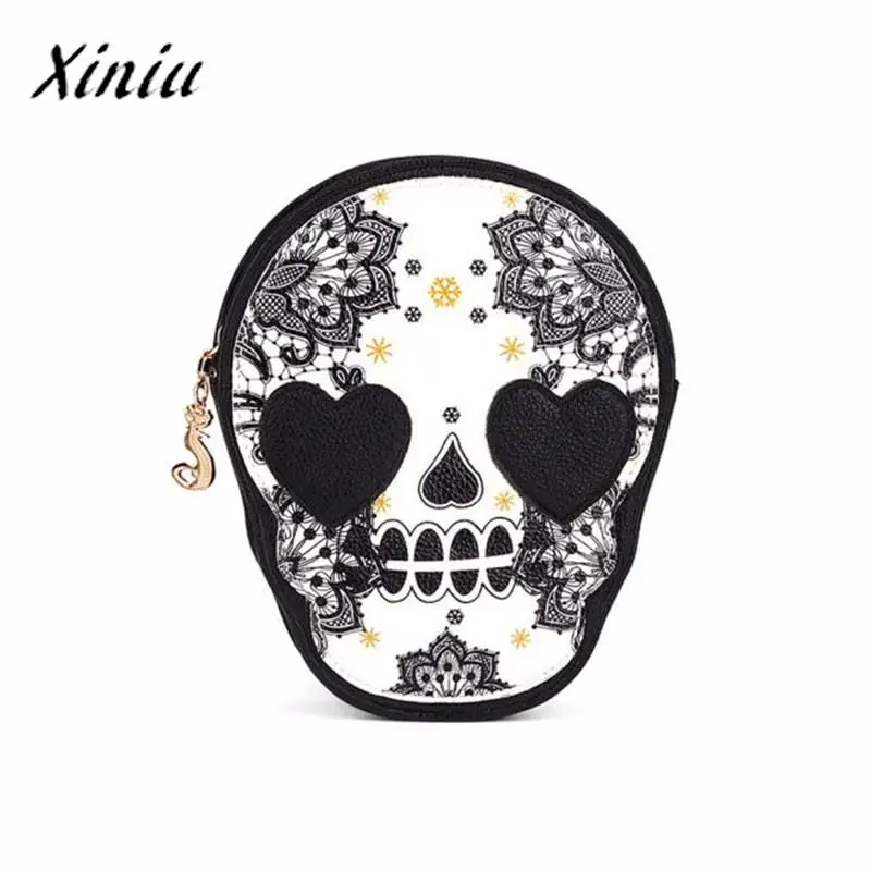 

Women Black Skull Messenger Bag Shoulder Handbag Clutch Hobo beach bag womens bags bolsa feminina designer handbags high quality