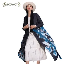 Женский пуховик с v-образным вырезом, белый утиный пух, европейский, американский, большой размер, с принтом профиля, теплый длинный пуховик для женщин, WYT449