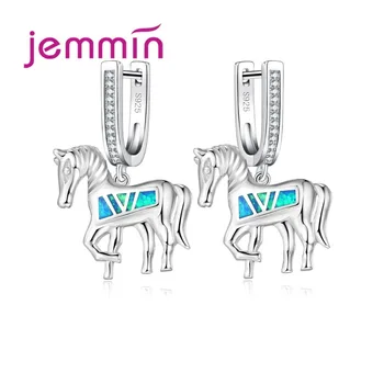 

Animal Earrings For Women With Blue Fire Opal Stone S925 Stamped Sterling Silver Party Drop Earring For Girls Best Gift