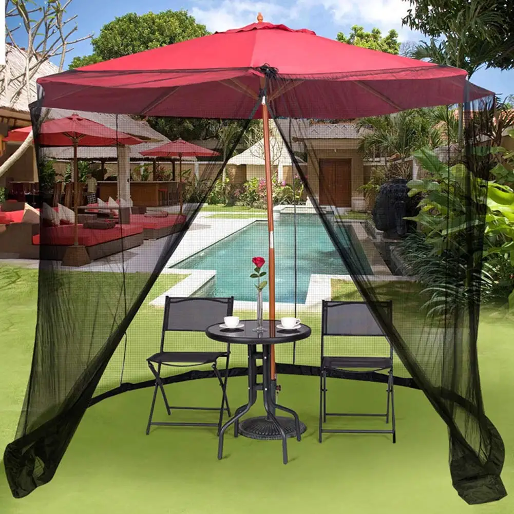 Недавно Патио Зонтик Москитная плетеная сеть экран с молнией для зонтов патио столы