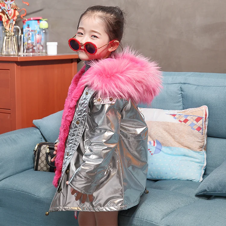 Модное детское пальто с натуральным мехом, осенне-зимние пальто и куртки с капюшоном для девочек, плотные теплые парки для девочек, верхняя одежда для детей