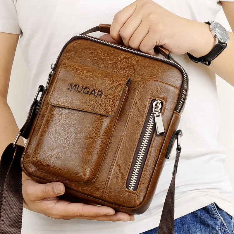  Casual Vintage Messenger Bag Men Shoulder bags Pu Leather Crossbody Bags For Men Bags Retro Zipper 